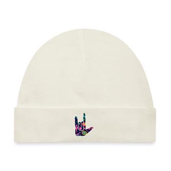 Ich liebe dich Gebärdensprache Slp - Baby Premium Organic Mütze - Naturweiß - Vorne