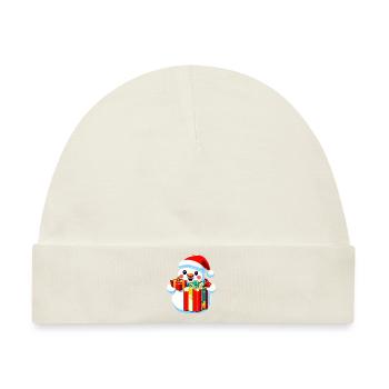 snowman with gifts - Baby Premium Organic Mütze - Naturweiß - Vorne