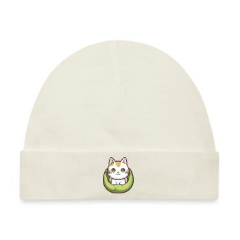 Katze im Korb Kawaii - Baby Premium Organic Mütze - Naturweiß - Vorne