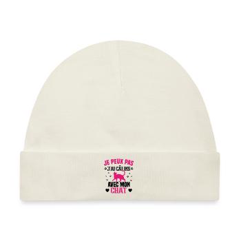 Ich kann nicht mit meiner Katze kuscheln Humor Katze - Baby Premium Organic Mütze - Naturweiß - Vorne
