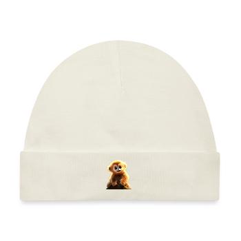 Gibbon Affen Baby Monkey Kleine Gibbons Süßer Affe - Baby Premium Organic Mütze - Naturweiß - Vorne