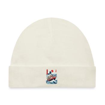 Ukiyo-E Fischerboot Meer Welle Japan Streetwear - Baby Premium Organic Mütze - Naturweiß - Vorne