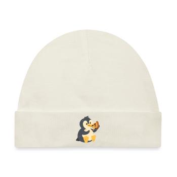 Pinguin mit Pizza - Baby Premium Organic Mütze - Naturweiß - Vorne