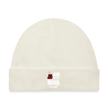 Jab Cross Hook Sweat Lustiges Kickboxen - Baby Premium Organic Mütze - Naturweiß - Vorne