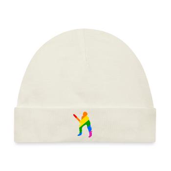 Schlagmann im Cricket Regenbogen - Baby Premium Organic Mütze - Naturweiß - Vorne