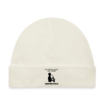 Lieber Saxophon spielen – Musikpurist - Baby Premium Organic Mütze - Naturweiß - Vorne