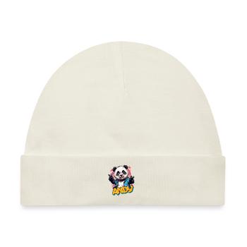 ANDY - Schöner Jungen Name mit coolem Panda - Baby Premium Organic Mütze - Naturweiß - Vorne