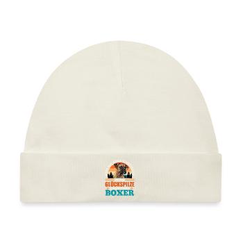 Deutscher Boxer GLÜCKSPILZE HABEN EINEN BOXER - Baby Premium Organic Mütze - Naturweiß - Vorne