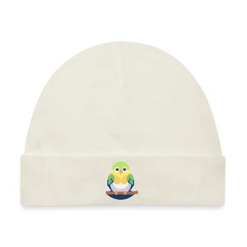 Wellensittich bunt auf Ast - Baby Premium Organic Mütze - Naturweiß - Vorne