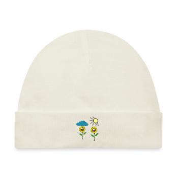 Sonnenblume Sonnenblumen Wetter Regen Sonne Wolke - Baby Premium Organic Mütze - Naturweiß - Vorne