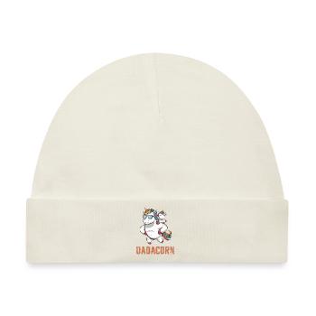 Dadacorn Einhorn Vater und Kind Motiv - Baby Premium Organic Mütze - Naturweiß - Vorne