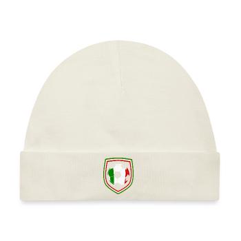 Lederfussball mit italienischer Flagge - Baby Premium Organic Mütze - Naturweiß - Vorne