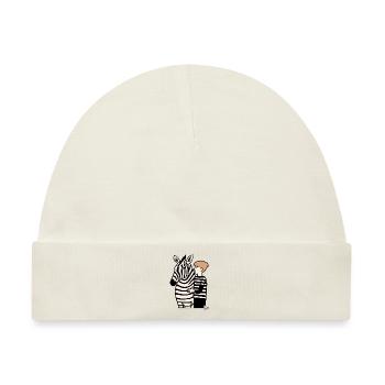 Junge mit Zebra - Baby Premium Organic Mütze - Naturweiß - Vorne