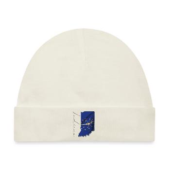 Indiana State Flagge in Indiana State Landkarte IN - Baby Premium Organic Mütze - Naturweiß - Vorne