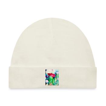 Aquarellblumen im Farbmeer - Baby Premium Organic Mütze - Naturweiß - Vorne