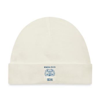 RAGNA-DAD Blauer Wikingerhelm für Vatertag - Baby Premium Organic Mütze - Naturweiß - Vorne