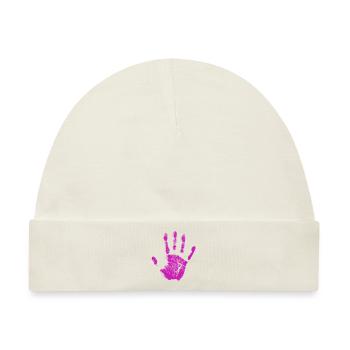 Handabdruck bemalte Identität Finger und Handfläche - Baby Premium Organic Mütze - Naturweiß - Vorne