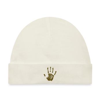 Handabdruck bemalte Identität Finger und Handfläche - Baby Premium Organic Mütze - Naturweiß - Vorne