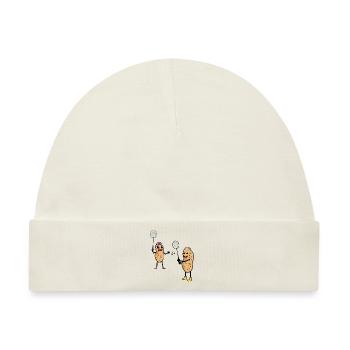 Erdnuss Tennis Tennisspieler Erdnüsse Nuss Nüsse - Baby Premium Organic Mütze - Naturweiß - Vorne