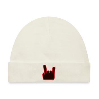 Heavy Metal Hard Rock Musik Hörner Handgeste Logo - Baby Premium Organic Mütze - Naturweiß - Vorne