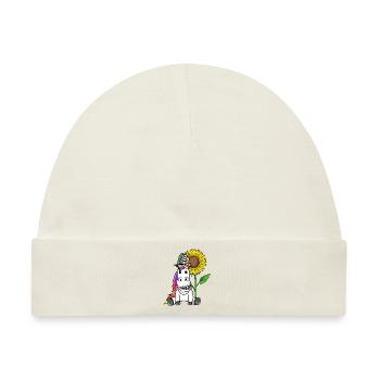 Hippie Pferd Pferde Gaul Sonnenblume Reiterin - Baby Premium Organic Mütze - Naturweiß - Vorne