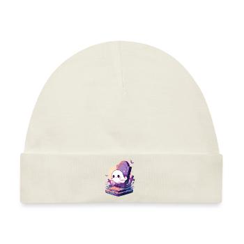 Halloween | Niedlicher Geist spuckt auf Friedhof - Baby Premium Organic Mütze - Naturweiß - Vorne