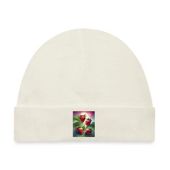 Vier leckere Erdbeeren - Baby Premium Organic Mütze - Naturweiß - Vorne