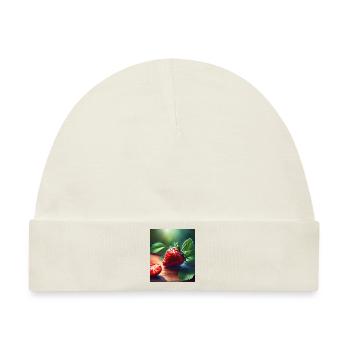 Rote saftige Erdbeere - Baby Premium Organic Mütze - Naturweiß - Vorne