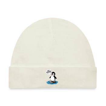 Bleib Geerdet Schwebe Herum Pinguin Illustration - Baby Premium Organic Mütze - Naturweiß - Vorne