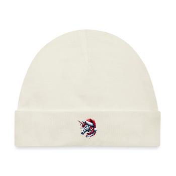 Polygon Kunst - Einhorn mit Weihnachtsmütze - Baby Premium Organic Mütze - Naturweiß - Vorne