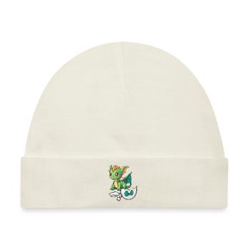 Dinos Dinos Kinder Kind Baby Drache Drachen Ei - Baby Premium Organic Mütze - Naturweiß - Vorne