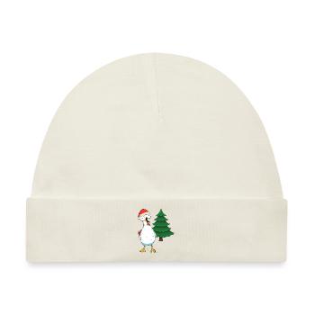 Santa Huhn Hühner Weihnachtsmann Hühnerstall - Baby Premium Organic Mütze - Naturweiß - Vorne