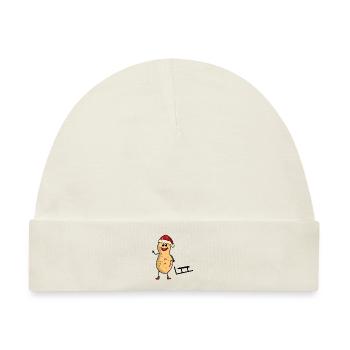 Weihnachten Erdnuss Schlitten Schneefall Nikolaus - Baby Premium Organic Mütze - Naturweiß - Vorne
