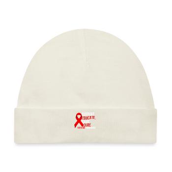 Unterstützen, aufklären, pflegen, HIV heilen, AIDS, rotes Band, HIV - Baby Premium Organic Mütze - Naturweiß - Vorne