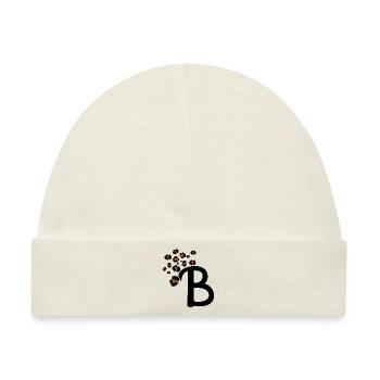 Buchstabe b Leopardenmuster - Baby Premium Organic Mütze - Naturweiß - Vorne