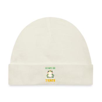 Froschkostüm ICH HÜPFE ZUM THRON Lustiges - Baby Premium Organic Mütze - Naturweiß - Vorne