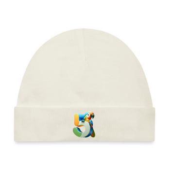 Kinderdesign – Papagei und Zahlen - Baby Premium Organic Mütze - Naturweiß - Vorne