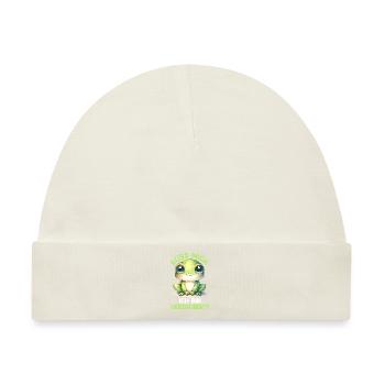 Froschkostüm KÜSS MICH ICH BIN VERZAUBERT - Baby Premium Organic Mütze - Naturweiß - Vorne