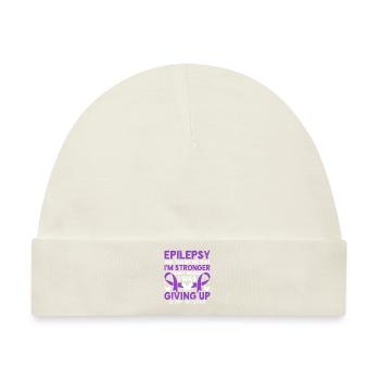 Epilepsie hat mich gelehrt Purple Ribbon Epilepsie - Baby Premium Organic Mütze - Naturweiß - Vorne