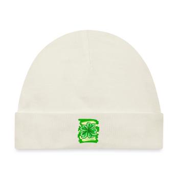 Kleeblatt handgemalt Glücksblatt St patricks Tag - Baby Premium Organic Mütze - Naturweiß - Vorne