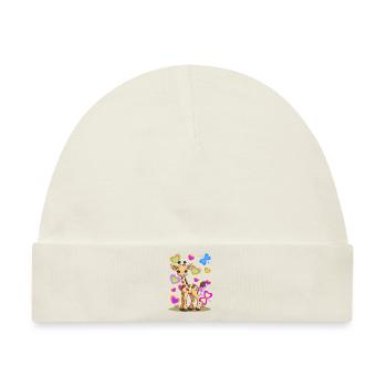 Giraffe Giraffen Kind Kinder - Baby Premium Organic Mütze - Naturweiß - Vorne