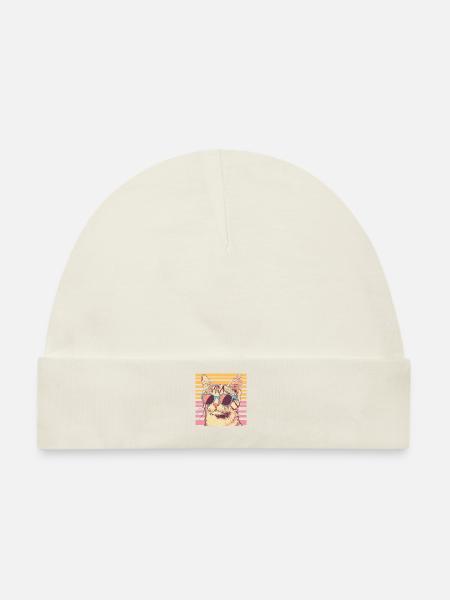 Retro Katze mit Sonnenbrille - Baby Premium Organic Mütze - Naturweiß