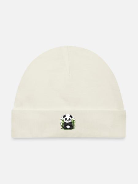 Panda im Bambuswald - Baby Premium Organic Mütze - Naturweiß