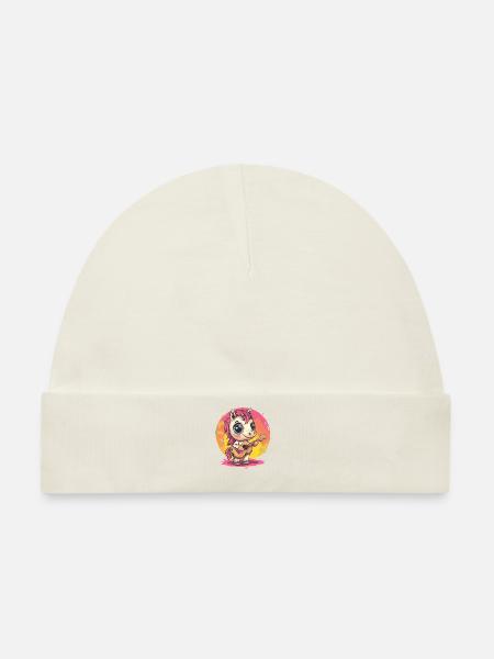 Pony mit Gitarre - Baby Premium Organic Mütze - Naturweiß