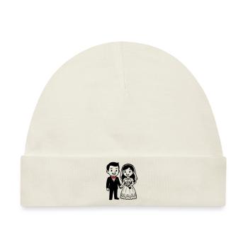 Hochzeit Paar Ehepaar - Baby Premium Organic Mütze - Naturweiß - Vorne