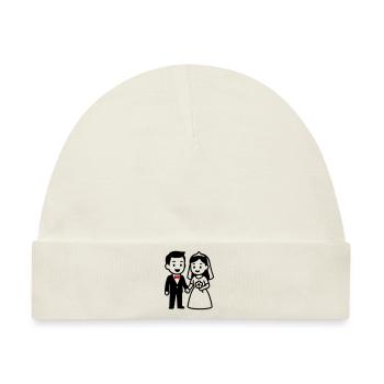 Ehepaar Hochzeit Brautpaar - Baby Premium Organic Mütze - Naturweiß - Vorne