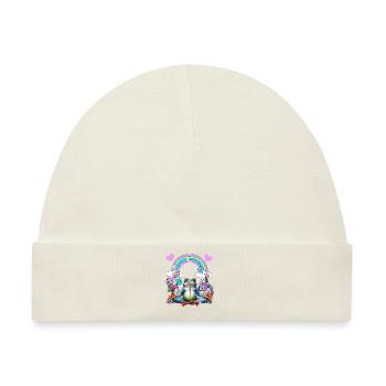 Yoga Frosch retro Yogi - Baby Premium Organic Mütze - Naturweiß - Vorne