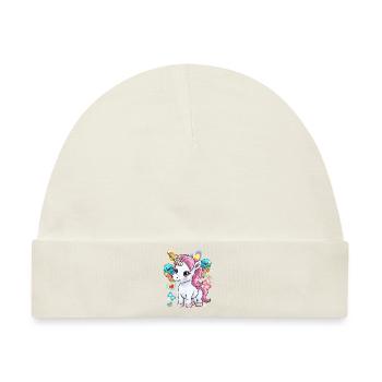 Einhorn Kinder Mädchen Jungen Eis Eiskrem - Baby Premium Organic Mütze - Naturweiß - Vorne