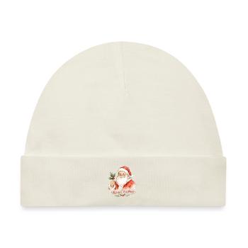 Aquarell Weihnachtsmann mit Stechpalme - Baby Premium Organic Mütze - Naturweiß - Vorne