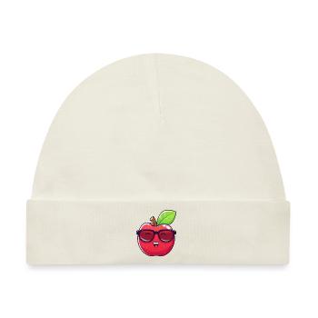Cooler Kawaii Apfel mit Sonnenbrille Nerdiges - Baby Premium Organic Mütze - Naturweiß - Vorne